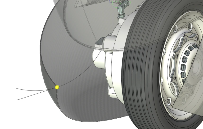 Визуализация траектории и вектора скорости в пространстве модели