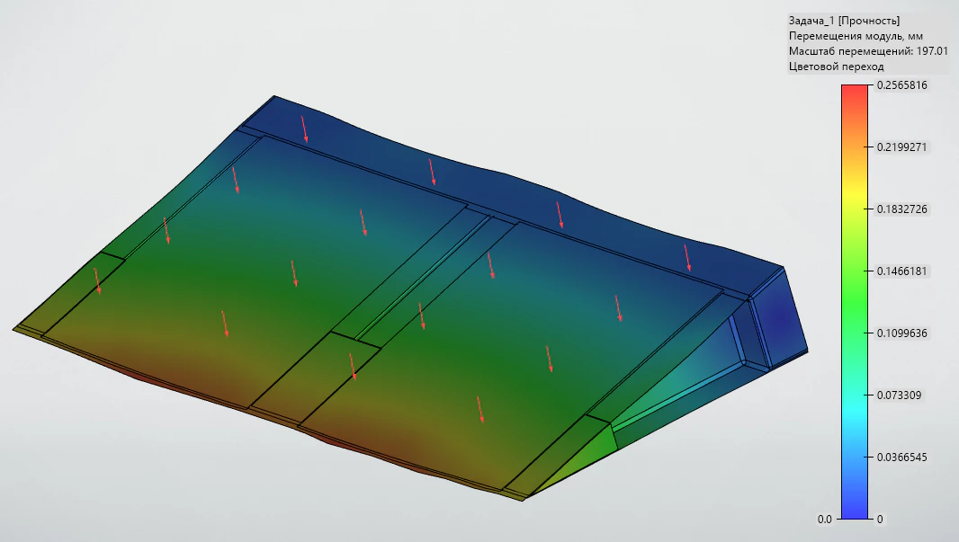 Отображение результата на модели интерцептора с композитной верхней панелью