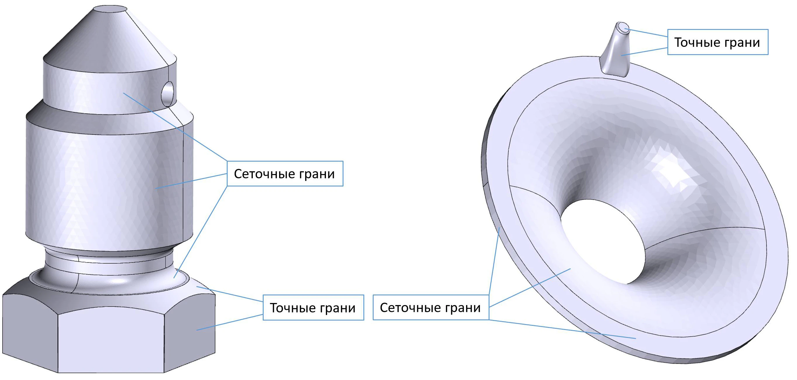 Примеры работы фасетера на гибридных телах